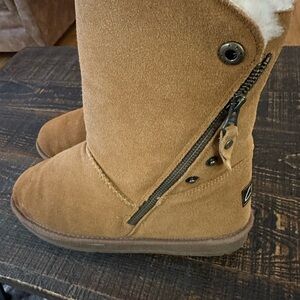 Tan Suede Boots with Side Zipper